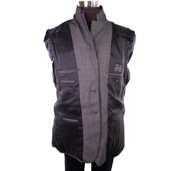 Jos. A. Bank Traveler Collection Tailored Fit Blazer Sport Coat 43L Houndstooth - Picture 10 of 14